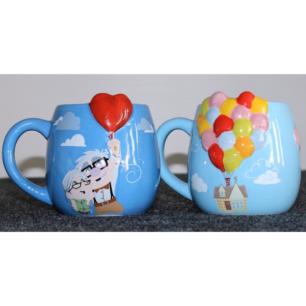Disney Pixar Up Hand Painted Balloon Mugs Set‎ of 2 – Valentine's Day Gift